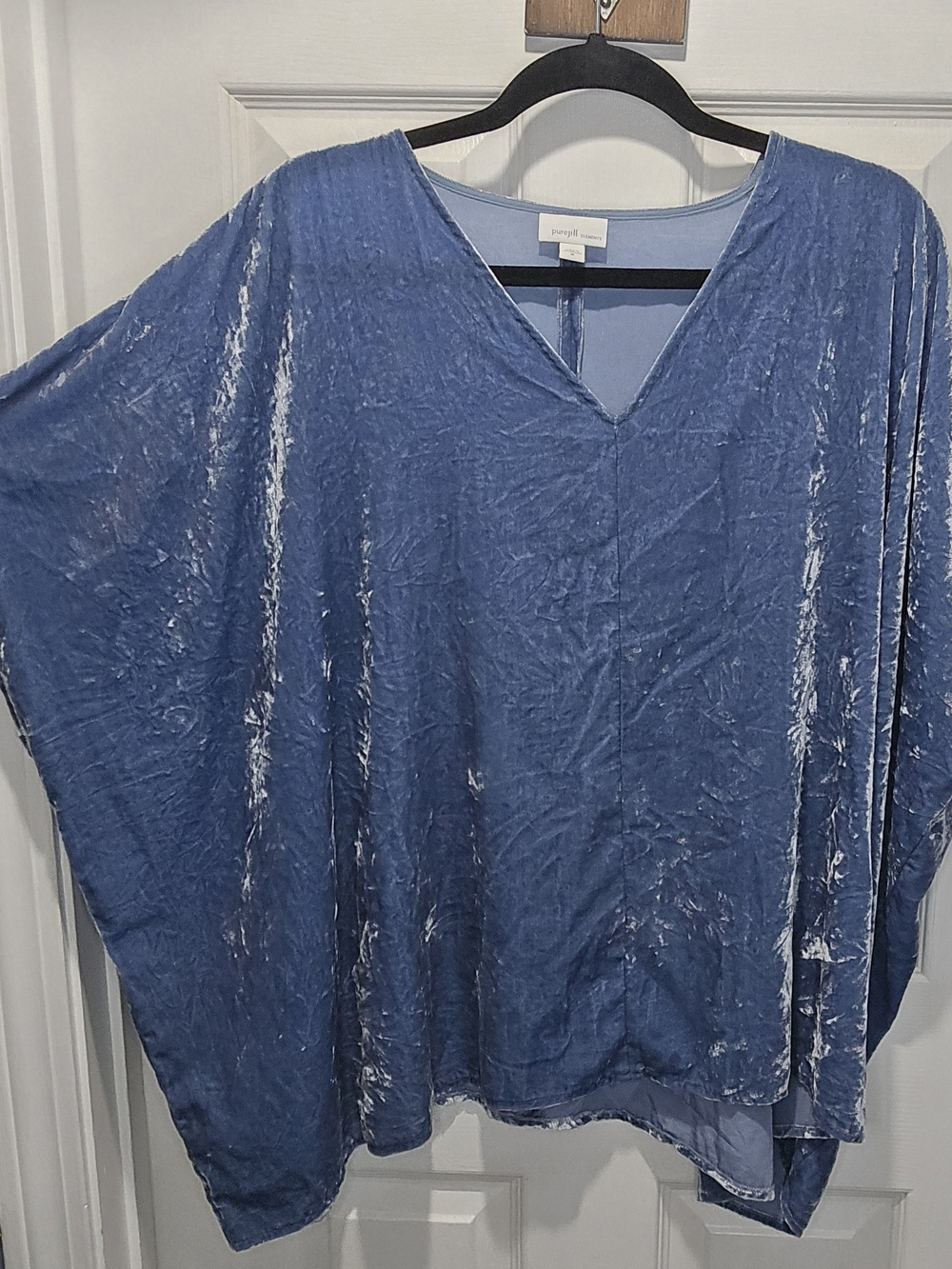 Pure jill ElementsCrushed Velvet V-Neck Tunic in Dusty Blue
